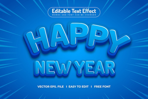 Feliz año nuevo diseño de texto 3D editable
