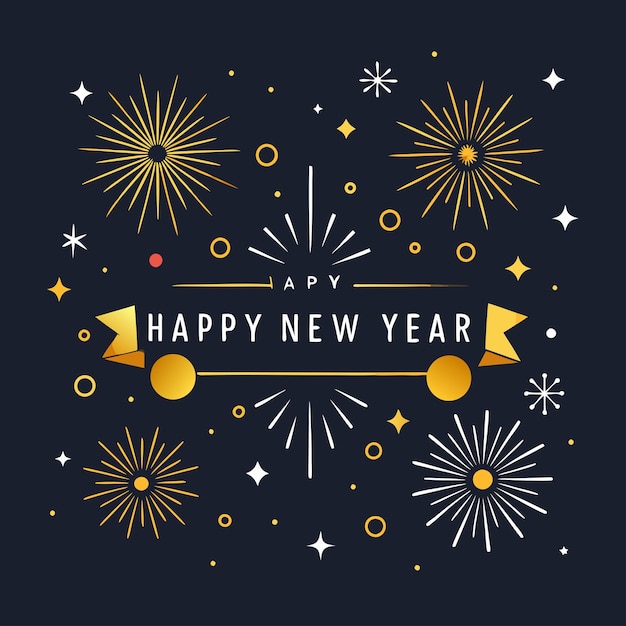 Feliz año nuevo con diseño vectorial de pancartas de letras