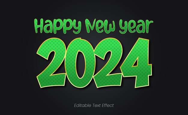 Feliz año nuevo Efecto de texto 2024 Editable