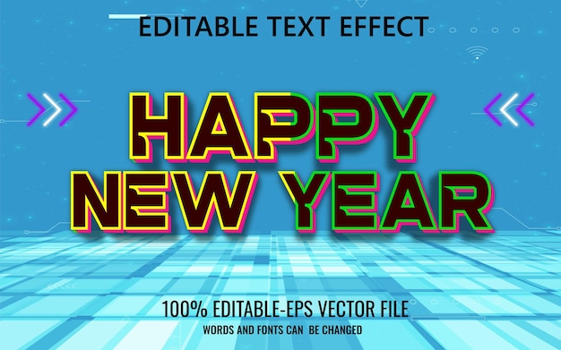 feliz año nuevo efecto de texto 3D y efecto de texto editable estilo 3D
