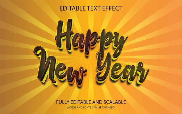 feliz año nuevo efecto de texto 3d y efecto de texto estilo 3d