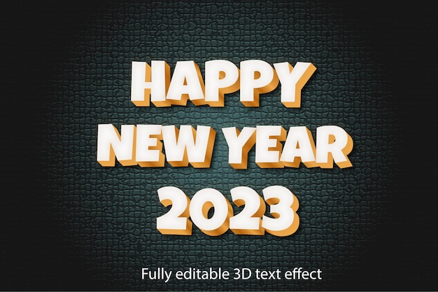 Feliz año nuevo efecto de texto 3d totalmente editable