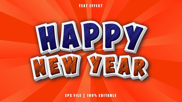 Vector feliz año nuevo efecto de texto adecuado para su negocio