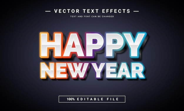 Feliz año nuevo efecto de texto editable 3d