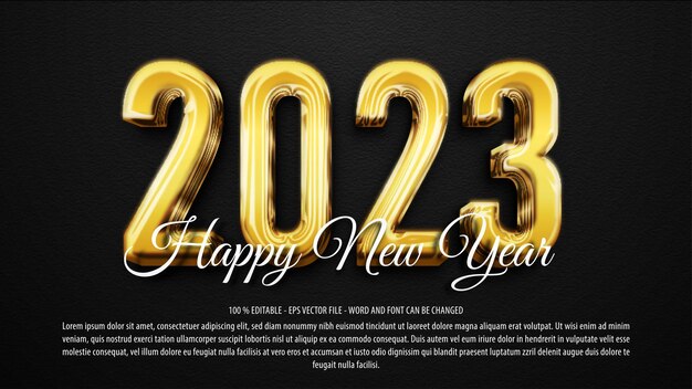 Feliz año nuevo efecto de texto editable 3d