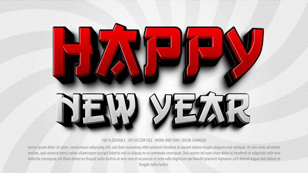 Feliz año nuevo efecto de texto editable 3d