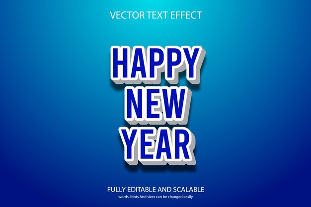 Feliz año nuevo efecto de texto editable diseño de estilo 3D