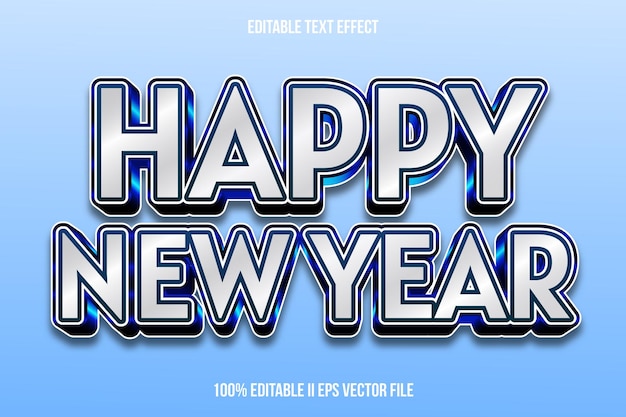 Feliz Año Nuevo Efecto De Texto Editable Estilo Degradado De Relieve 3d