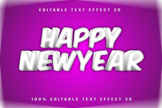 Feliz año nuevo Efecto de texto editable Estilo de dibujos animados en relieve