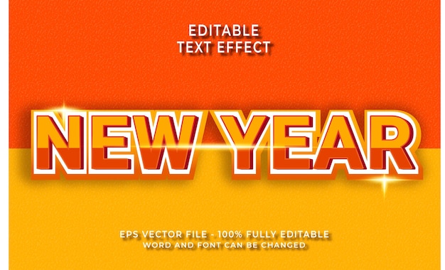 Feliz año nuevo efecto de texto editable