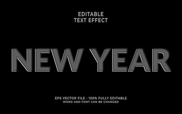 Feliz año nuevo efecto de texto editable