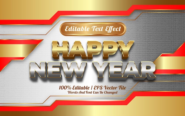 Feliz año nuevo efecto de texto editable