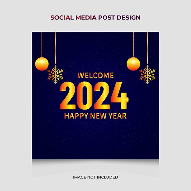 Feliz año nuevo elegante plantilla de diseño de banner de publicación de redes sociales