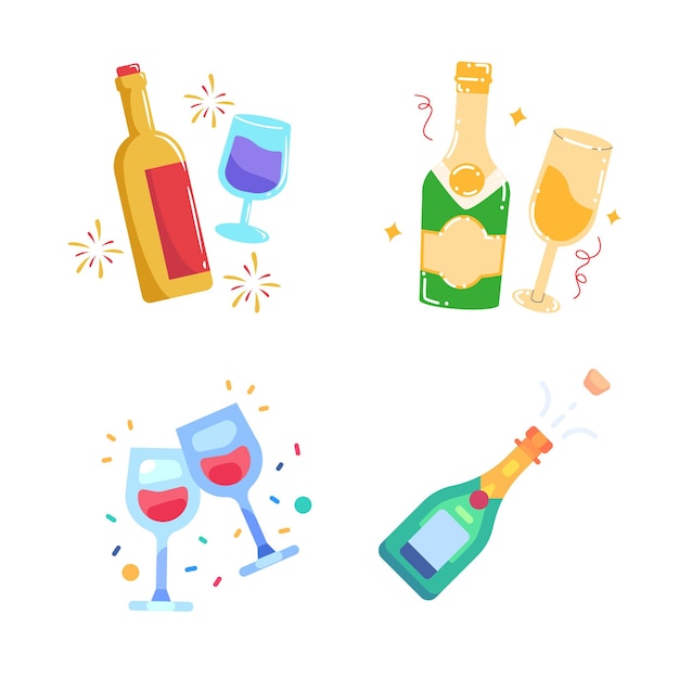 Feliz año nuevo, elemento humano. Celebración de champán.