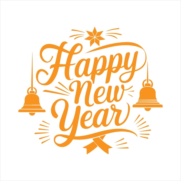 Feliz año nuevo Escritos a mano con pincel caligráfico Letras de Feliz Año Nuevo Fondo blanco Vector ill