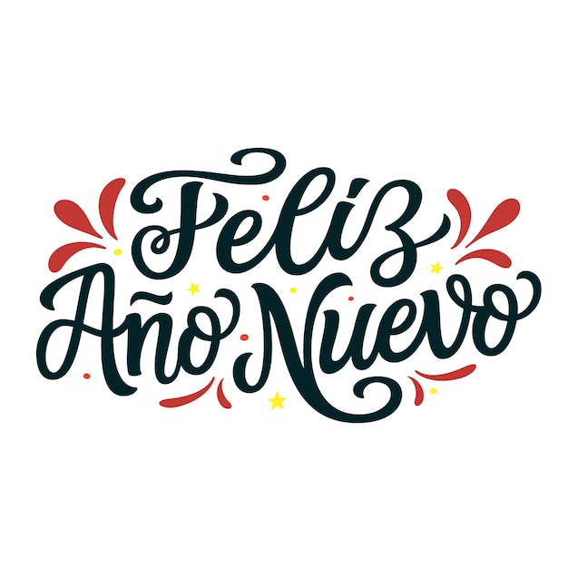 Feliz año nuevo en español letras de mano