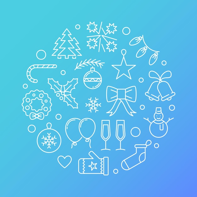 Feliz Año Nuevo esquema circular azul vector ilustración o banner