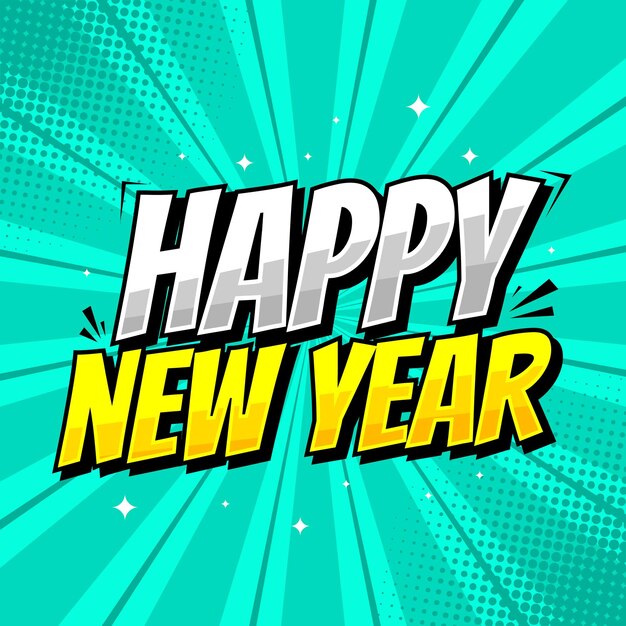 feliz año nuevo en estilo cómic
