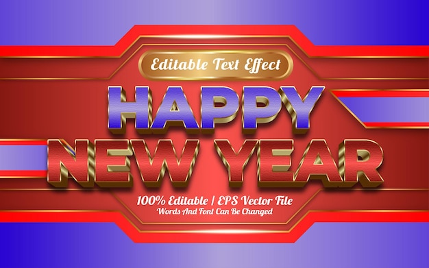 Feliz año nuevo estilo de plantilla de efecto de texto