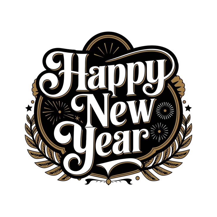 Feliz año nuevo estilo retro vintage caligrafía diseño de camiseta
