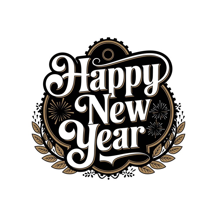 Feliz año nuevo estilo retro vintage tipografía caligrafía diseño de camiseta