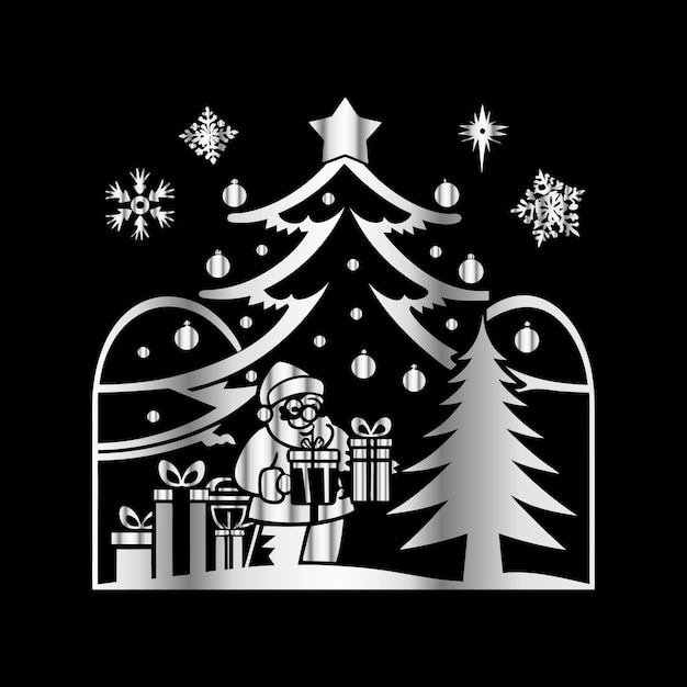 Feliz Año Nuevo y Feliz Navidad y Alegría Festiva Diseño Vectorial para Saludos y Regalos