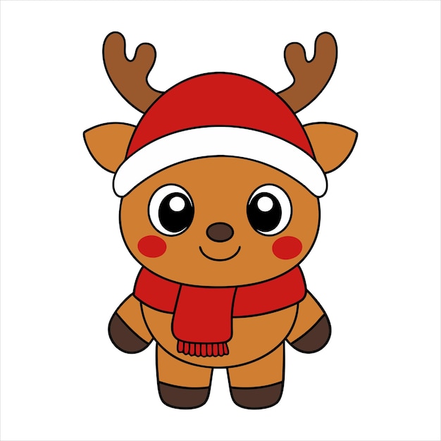 Feliz año nuevo Feliz Navidad Animales lindos Ilustración vectorial de dibujos animados