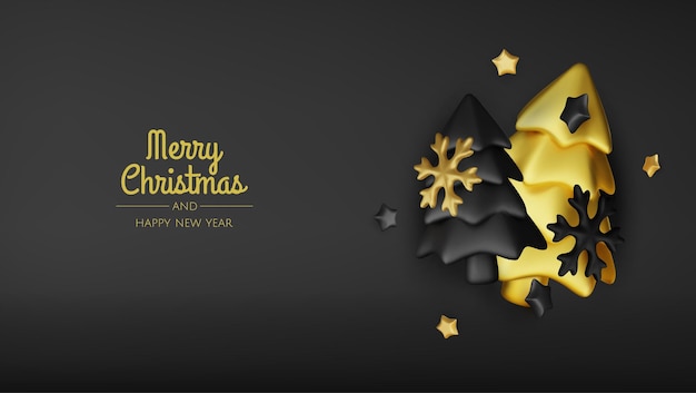 Feliz año nuevo y feliz Navidad árbol de Navidad cajas de regalos bolas de Navidad tarjetas de felicitación vector d