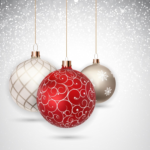 Feliz año nuevo y feliz navidad fondo de invierno con bola ilustración vectorial eps10