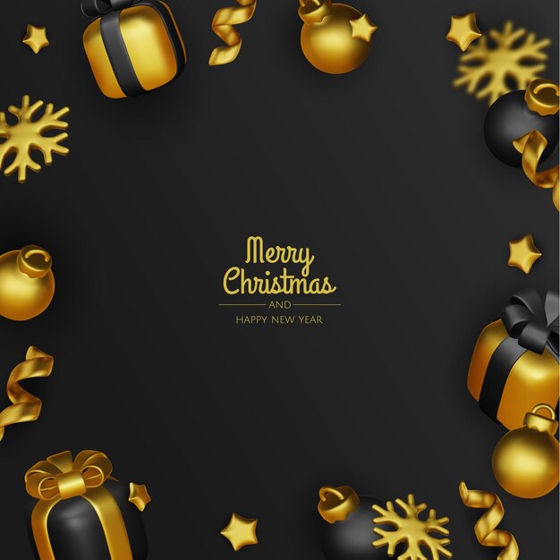 Feliz año nuevo y Feliz Navidad Navidad fondo de vacaciones con objetos 3D realistas violeta y