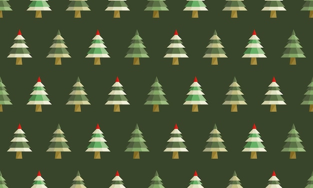 Feliz año nuevo y Feliz Navidad patrón sin costuras con árbol de Navidad de dibujos animados