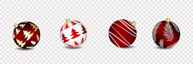Feliz año nuevo y feliz Navidad tarjeta de felicitación de vector realista con bolas de Navidad