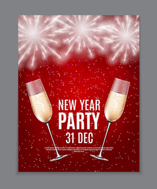 Feliz año nuevo fiesta 31 de diciembre cartel ilustración vectorial EPS10
