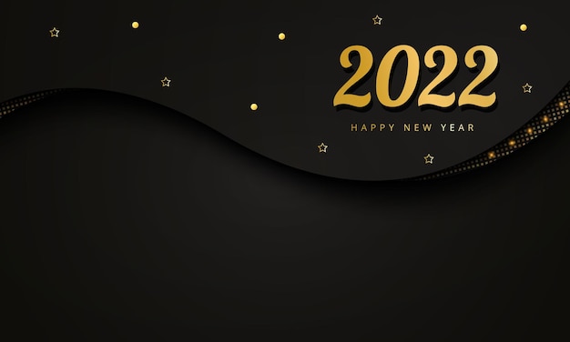 Feliz año nuevo fondo 2022 fondo dorado con elemento dorado y brillo