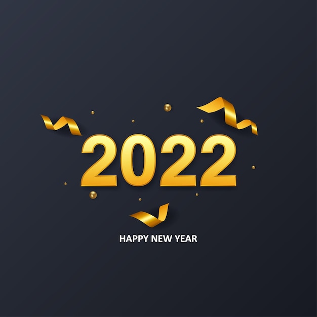 Feliz año nuevo fondo dorado 2022 con confeti vector