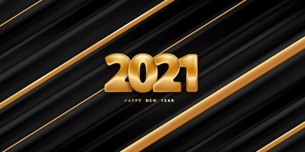 Feliz año nuevo fondo rayado con números dorados