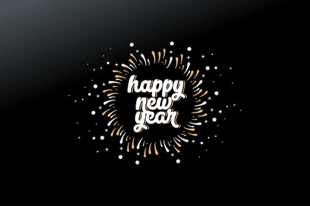 Feliz año nuevo Ilustración de diseño vectorial de caligrafía