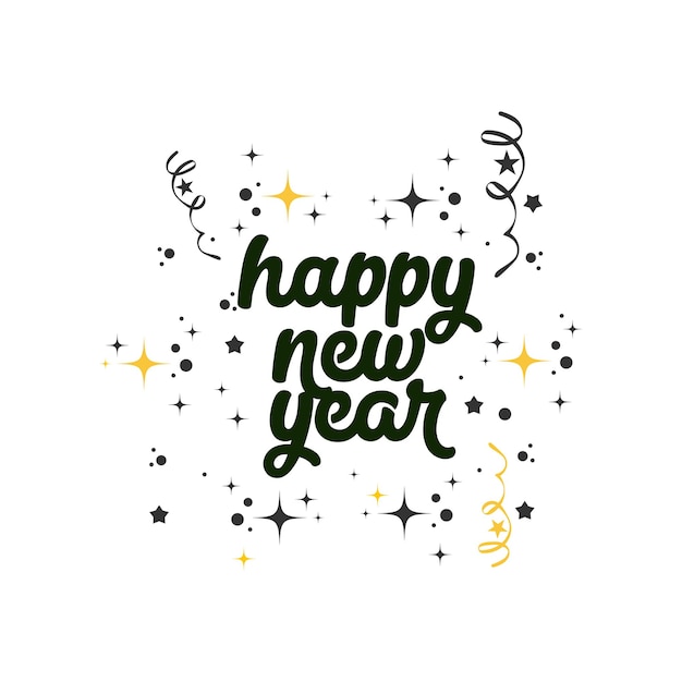 Feliz año nuevo Ilustración de diseño vectorial de caligrafía