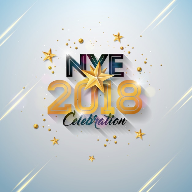Feliz año nuevo ilustración con letra tipografía