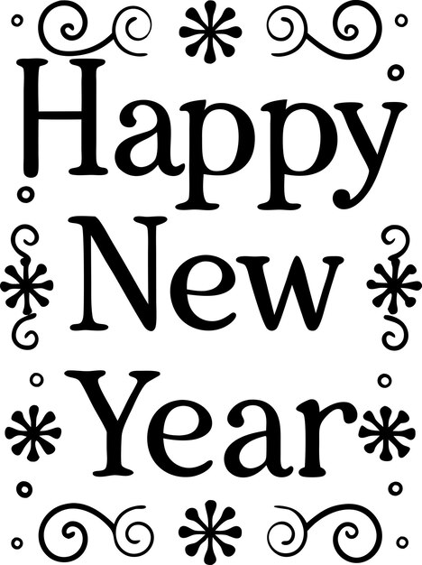 Feliz año nuevo letras inspiradoras diciendo tipografía diseño vintage