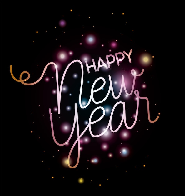 feliz año nuevo letras con luces