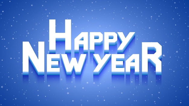 Feliz año nuevo letras sobre fondo azul Diseño de tarjetas de felicitación Ilustración vectorial