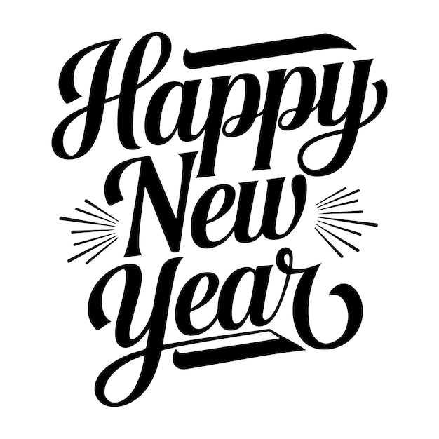 Feliz año nuevo letras texto vector ilustración silueta caligrafía tipografía para plantilla etc.