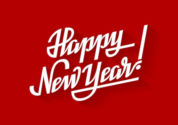 Feliz Año Nuevo. Letras de vector de vacaciones sobre fondo rojo. Eps8. RGB. Colores globales