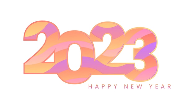 Feliz año nuevo logo 2023 Corte de papel degradado