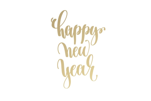feliz año nuevo mano dorada letras invierno vacaciones celebración cita diseño, caligrafía vector ilustración