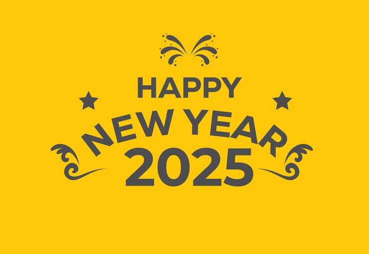 Feliz año nuevo desde el modelo de diseño de 2025 para la tarjeta de felicitación navideña para el año 2025