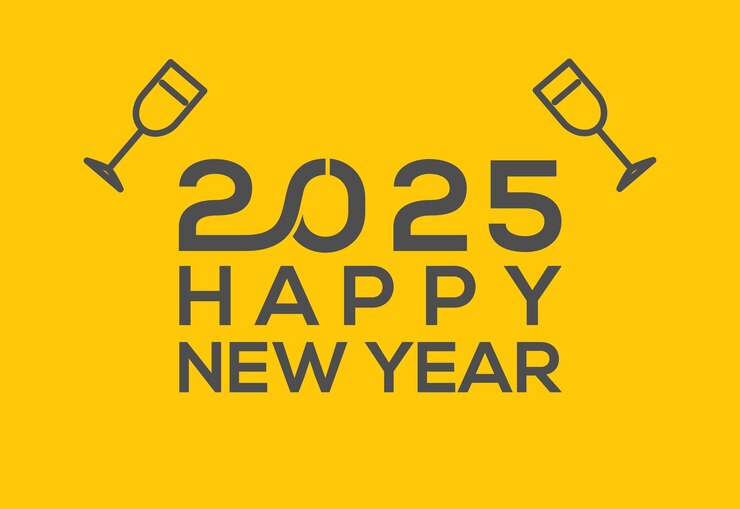 Feliz año nuevo desde el modelo de diseño de 2025 para la tarjeta de felicitación navideña para el año 2025
