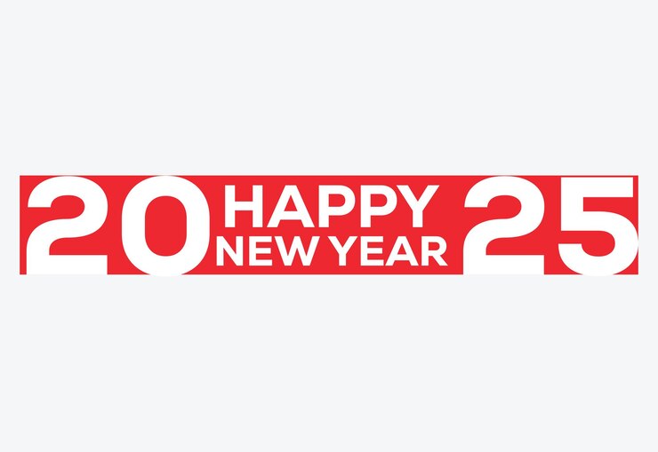 Feliz año nuevo desde el modelo de diseño de 2025 para la tarjeta de felicitación navideña para el año 2025
