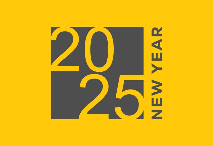 Feliz año nuevo desde el modelo de diseño de 2025 para la tarjeta de felicitación navideña para el año 2025
